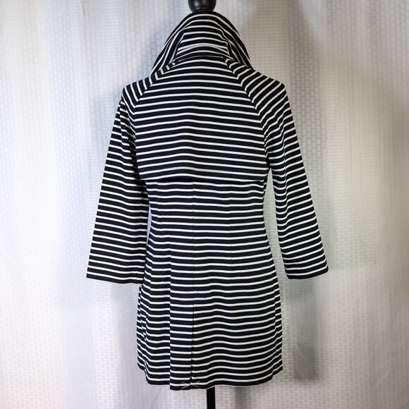 Cabi Size S blue/white stripe lightweight fitted nautical-themed jacket/trenchco - Picture 9 of 14